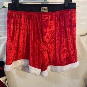 Secret Santa crushed velvet boxer shorts Christmas holiday